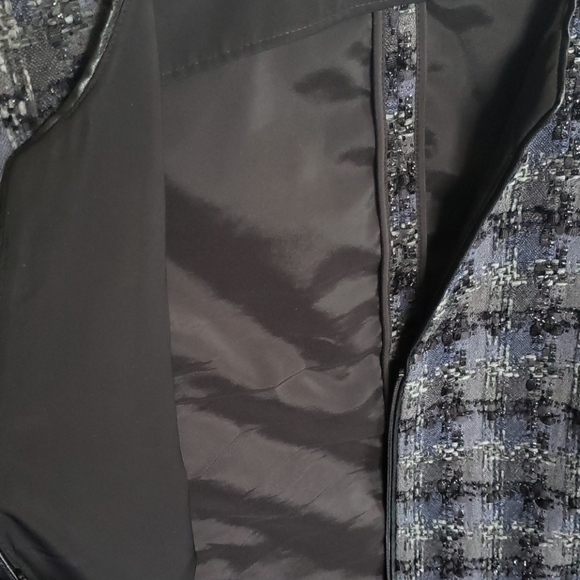 Lafayette 148 tweed textured full zip blue  black and metallic threads jacket 14 - Picture 6 of 7